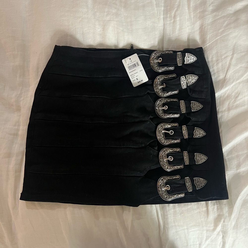 Windsor Black Mini Skort with Silver Buckles